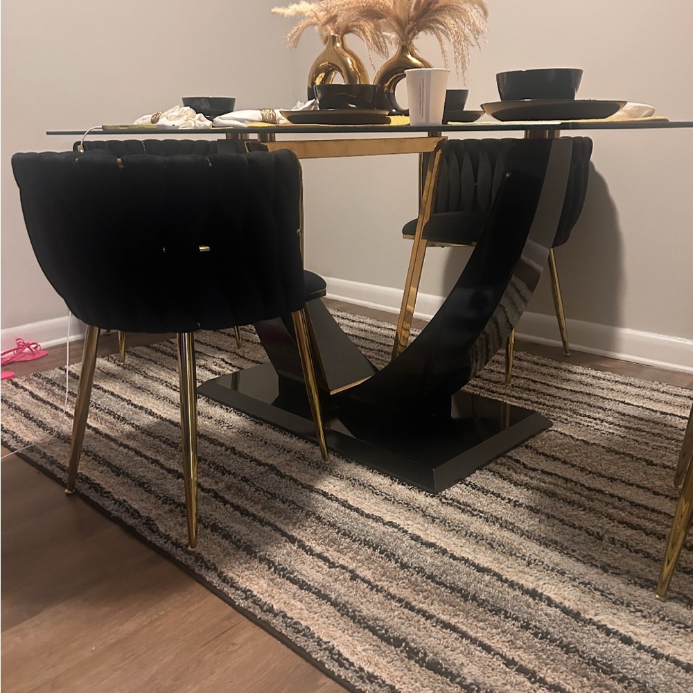 Elegant Black and Gold Dining Set